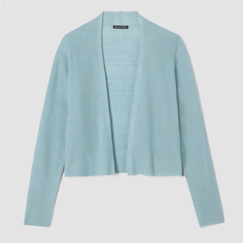 Eileen Fisher Organic Linen Cotton Cropped Cardigan - Picture 6 of 8